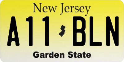 NJ license plate A11BLN