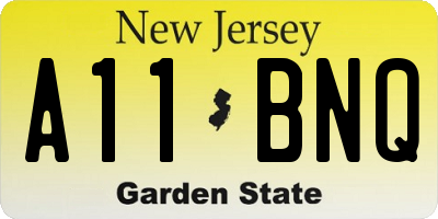 NJ license plate A11BNQ