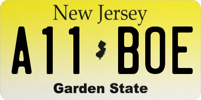 NJ license plate A11BOE