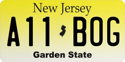 NJ license plate A11BOG