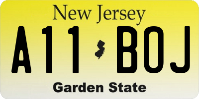 NJ license plate A11BOJ