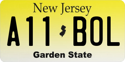 NJ license plate A11BOL