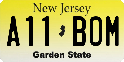 NJ license plate A11BOM