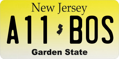 NJ license plate A11BOS