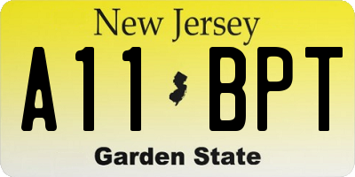 NJ license plate A11BPT