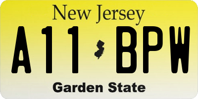 NJ license plate A11BPW