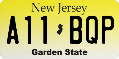 NJ license plate A11BQP