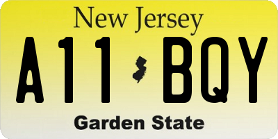 NJ license plate A11BQY