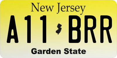 NJ license plate A11BRR