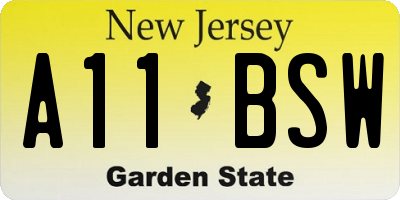 NJ license plate A11BSW