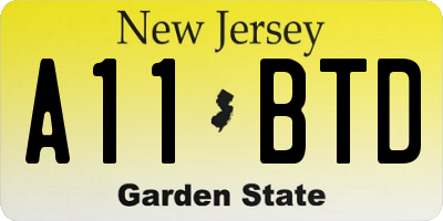 NJ license plate A11BTD