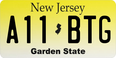 NJ license plate A11BTG