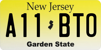 NJ license plate A11BTO