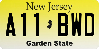 NJ license plate A11BWD