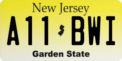 NJ license plate A11BWI