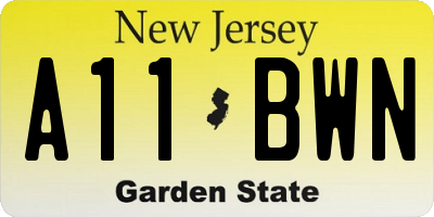 NJ license plate A11BWN