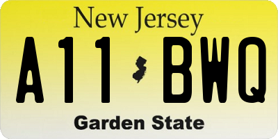 NJ license plate A11BWQ