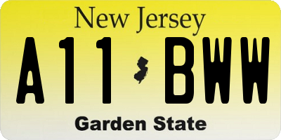 NJ license plate A11BWW