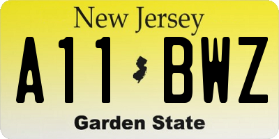 NJ license plate A11BWZ