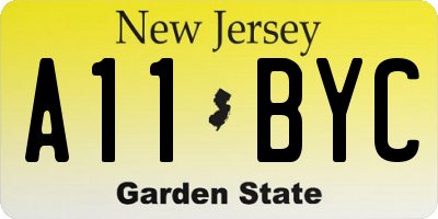 NJ license plate A11BYC