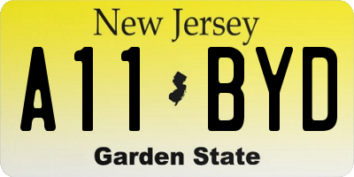 NJ license plate A11BYD