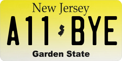 NJ license plate A11BYE