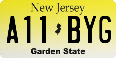NJ license plate A11BYG