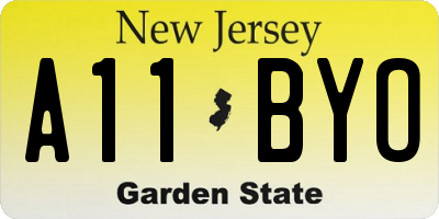NJ license plate A11BYO