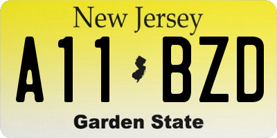 NJ license plate A11BZD