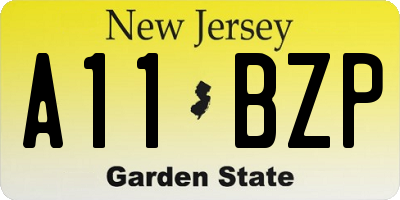 NJ license plate A11BZP