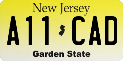NJ license plate A11CAD