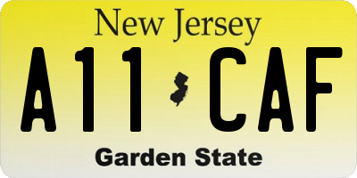 NJ license plate A11CAF