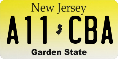 NJ license plate A11CBA
