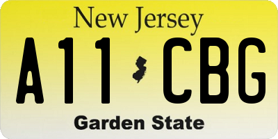 NJ license plate A11CBG