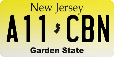 NJ license plate A11CBN