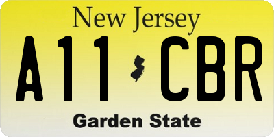 NJ license plate A11CBR