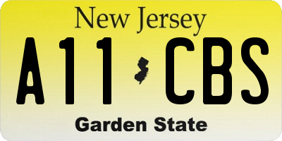 NJ license plate A11CBS