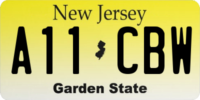 NJ license plate A11CBW