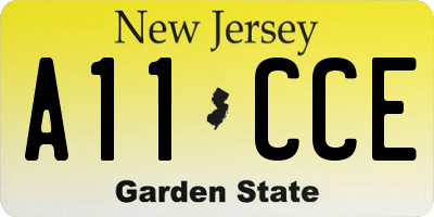 NJ license plate A11CCE