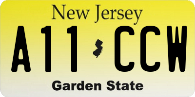 NJ license plate A11CCW