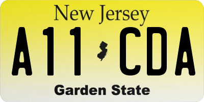 NJ license plate A11CDA