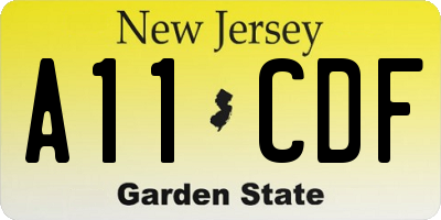 NJ license plate A11CDF