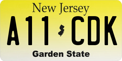 NJ license plate A11CDK