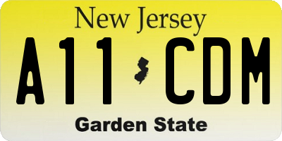NJ license plate A11CDM