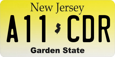 NJ license plate A11CDR