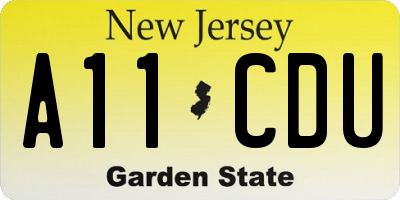 NJ license plate A11CDU