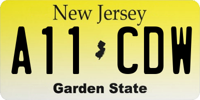 NJ license plate A11CDW