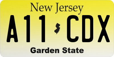 NJ license plate A11CDX
