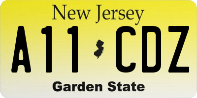 NJ license plate A11CDZ