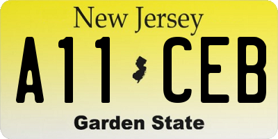 NJ license plate A11CEB